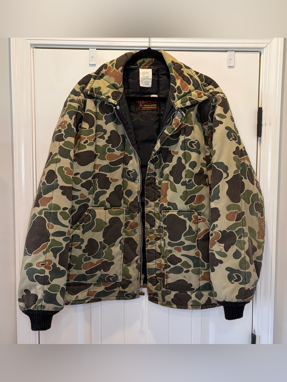 VTG Walls Duck Camo Lined Jacket Outdoors Hunting XL Camouflage USA Made FLAW